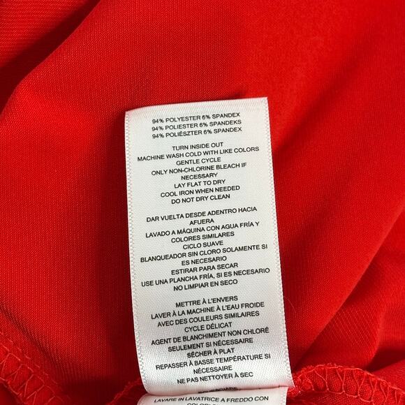 Michael Kors Red Asymmetric Gold Hardware Sleeveless Ruched Dress Womens Large L - Picture 10 of 11